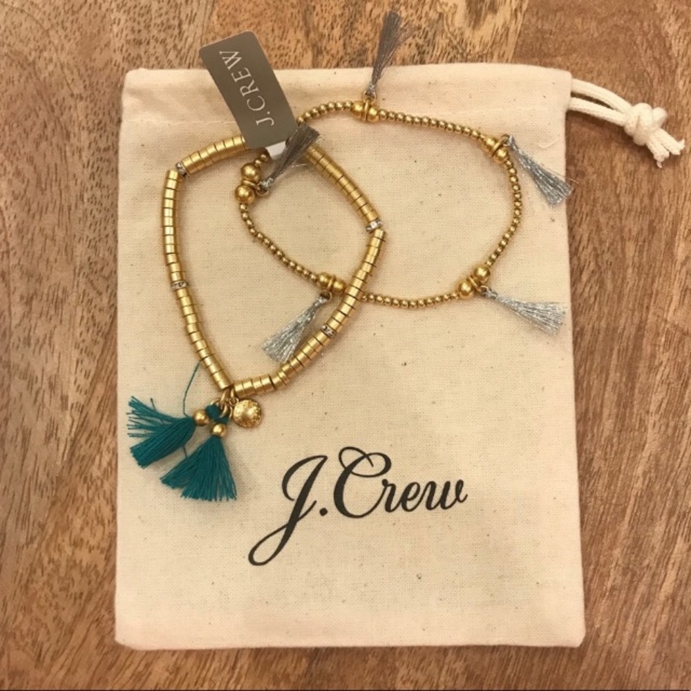 J.CREW Beaded Tassel Stretch Bracelets - Picture 1 of 4